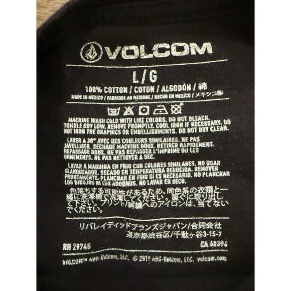 Volcom Mens Black Wine Glass Straw Volcom Graphic Short Sleeve T Shirt Size L - Picture 6 of 8